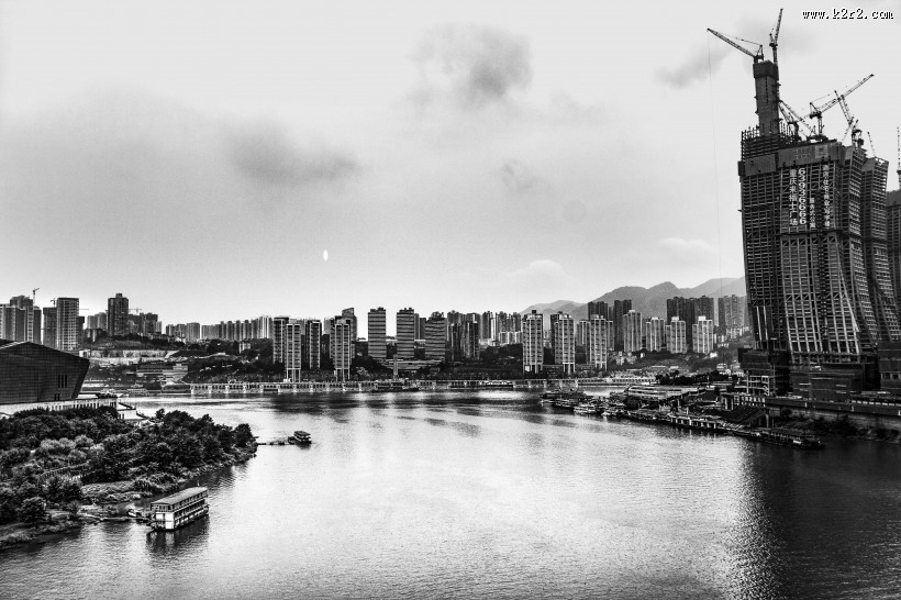 雾都重庆黑白照片风景图片