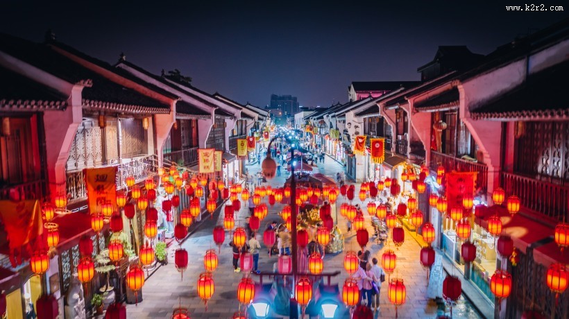 浙江杭州清河坊夜晚风景图片