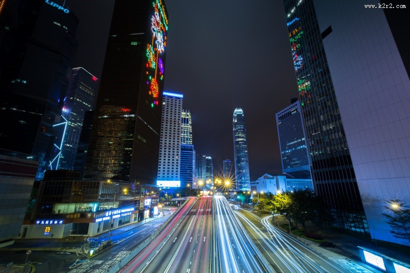 灯火通明的香港夜景图片