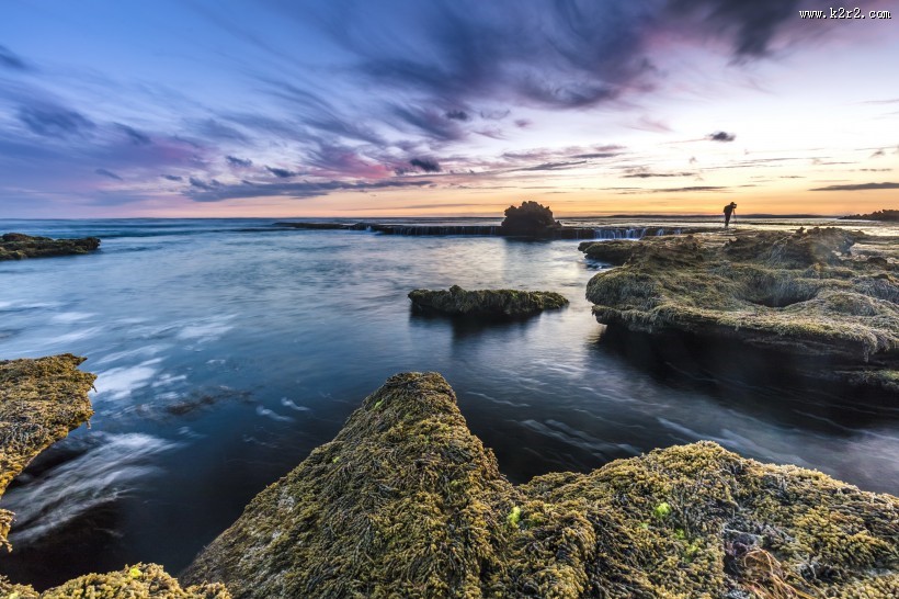 墨尔本龙头海滩日落风景图片