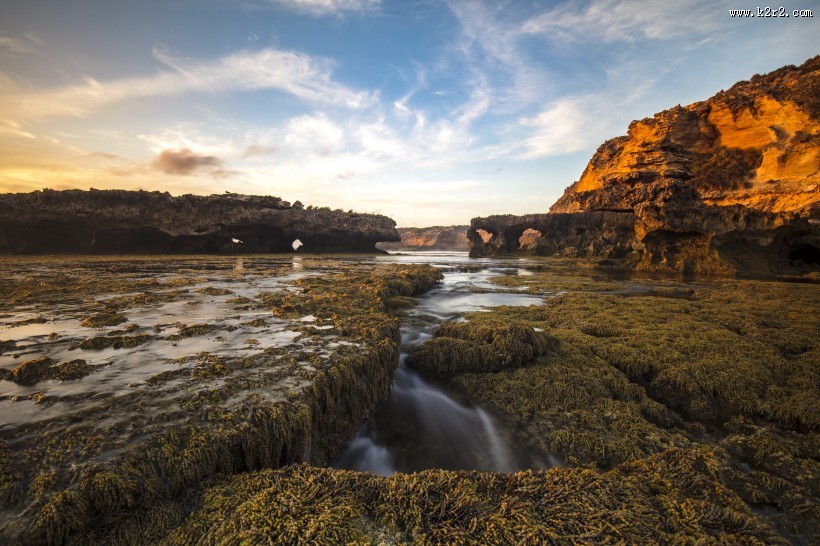 墨尔本龙头海滩日落风景图片