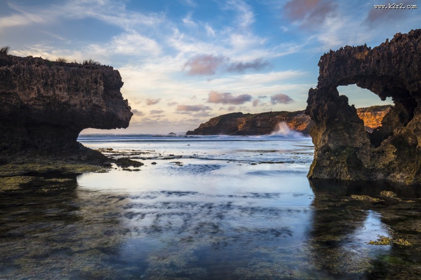 墨尔本龙头海滩日落风景图片