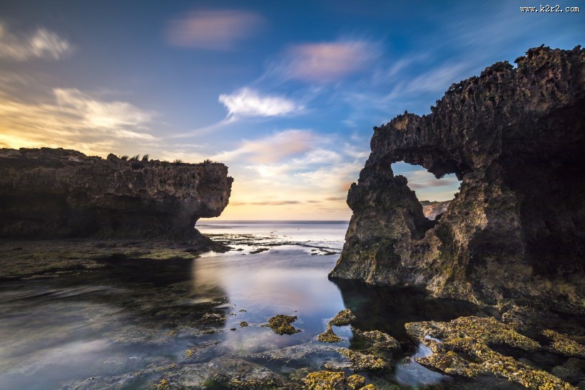 墨尔本龙头海滩日落风景图片
