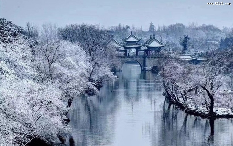 江苏扬州瘦西湖唯美冬日雪景图片大全