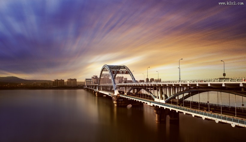 城市大桥夜景图片