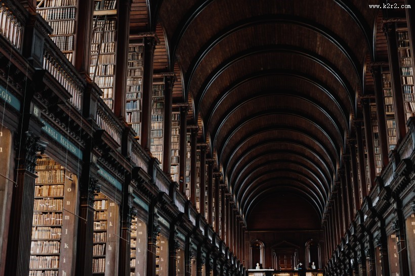 英国都柏林圣三一学院图书馆的书架图片