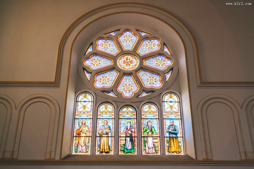 山东青岛天主教堂内部建筑风景图片