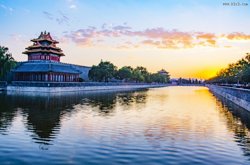 北京故宫角楼日落风景图片