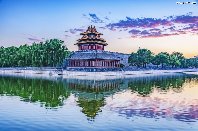 北京故宫角楼日落风景图片