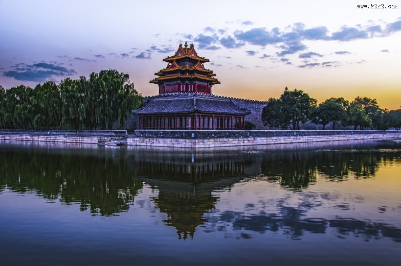 北京故宫角楼日落风景图片