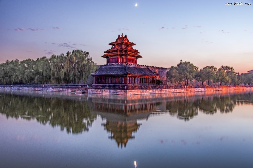 北京故宫角楼日落风景图片