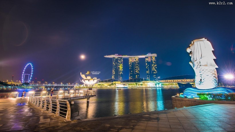 新加坡优美城市夜景图片