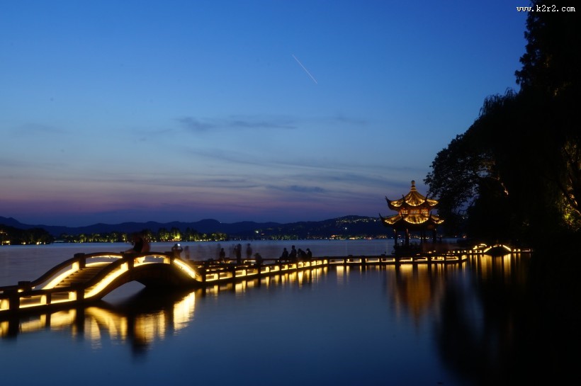 浙江杭州西湖夜景图片大全
