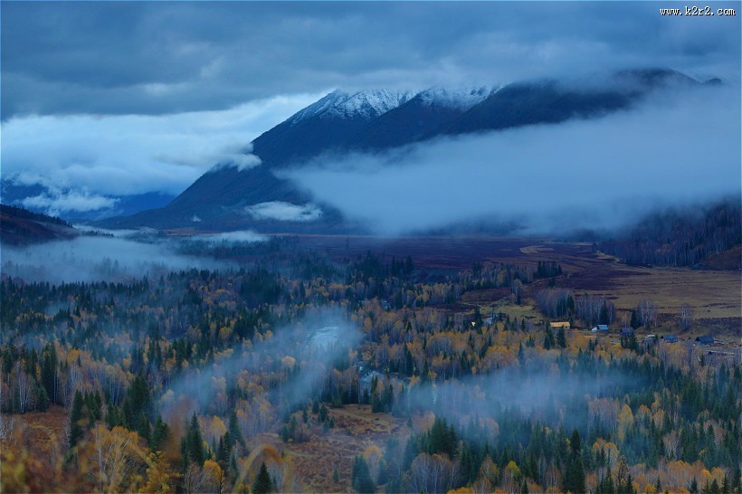 雨后禾木乡风景图片