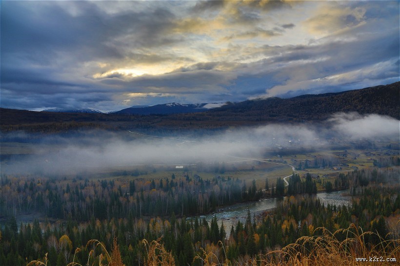 雨后禾木乡风景图片
