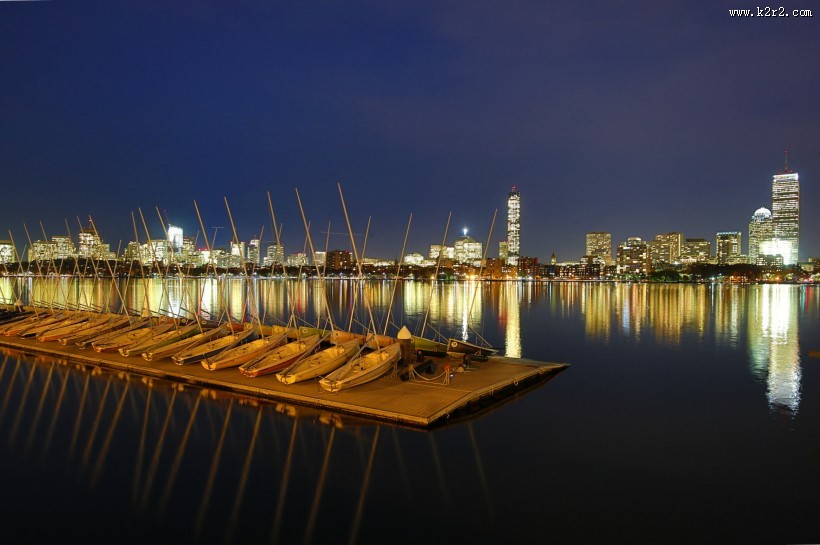 美国查尔斯河夜景图片