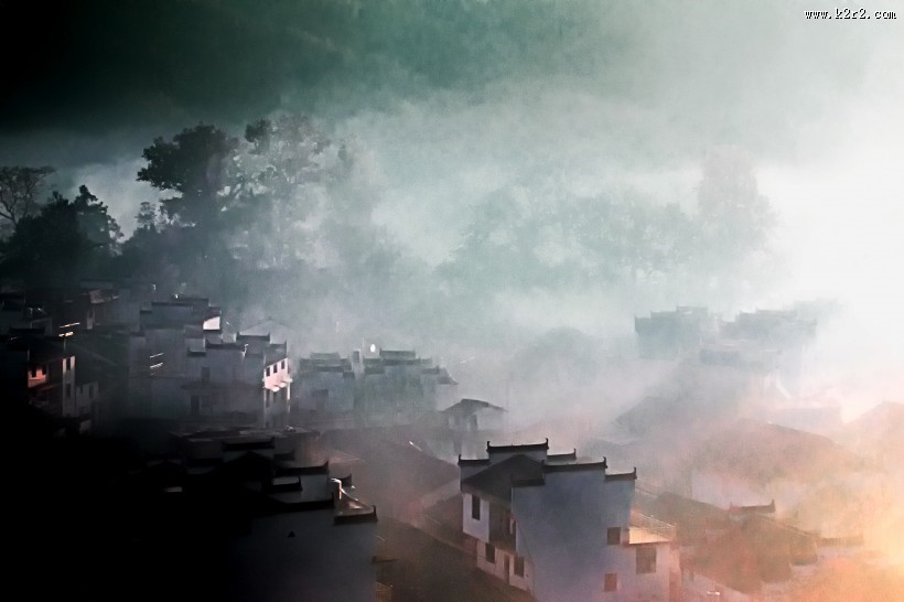 迷雾的石城风景图片大全