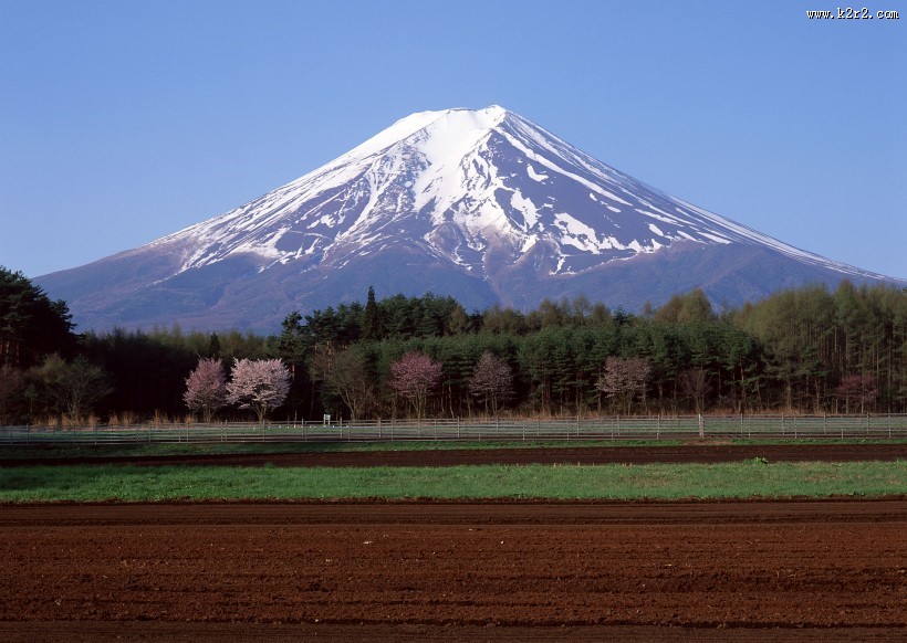 日本富士山春天风景图片