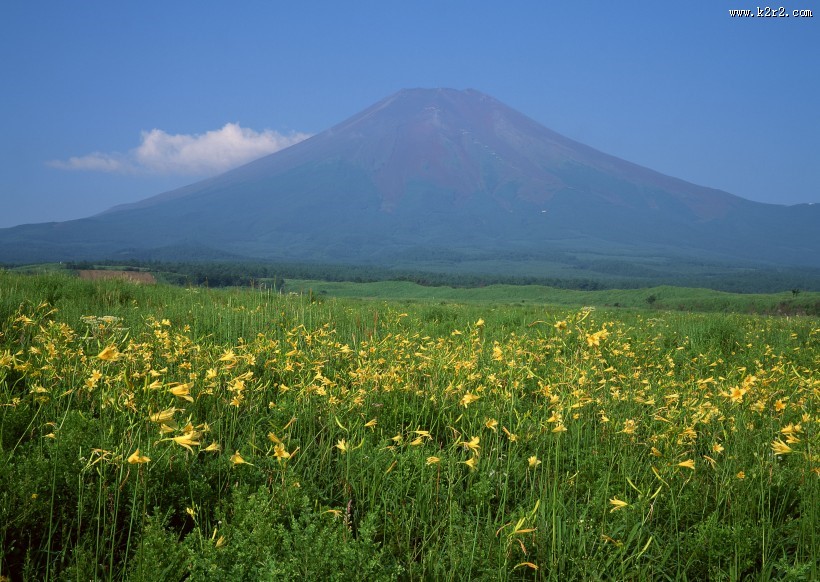 日本富士山春天风景图片