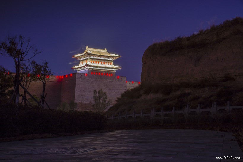 山西大同城墙夜景图片
