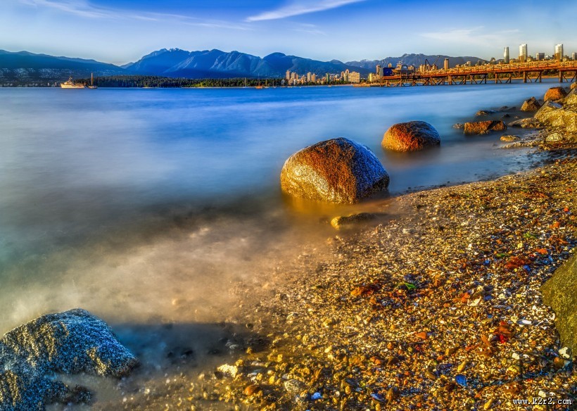 加拿大温哥华基斯兰奴海滩傍晚风景图片
