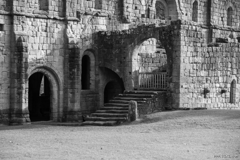 英国喷泉修道院建筑风景图片