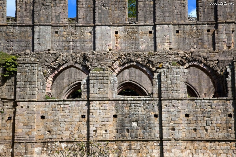 英国喷泉修道院建筑风景图片