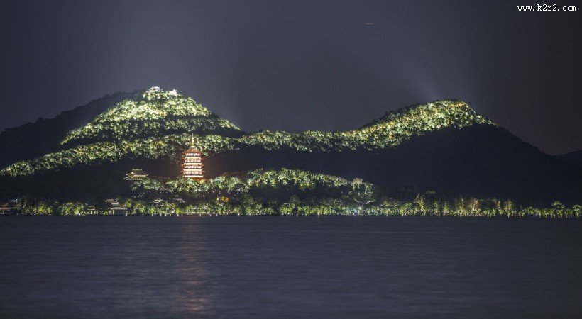 浙江杭州西湖夜景图片