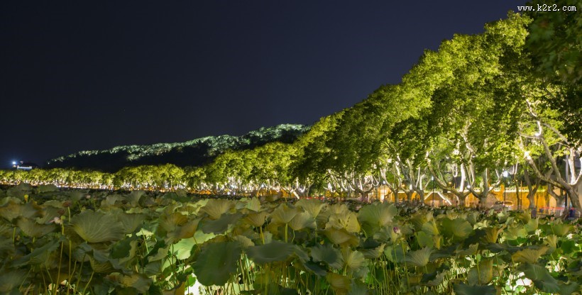 浙江杭州西湖夜景图片