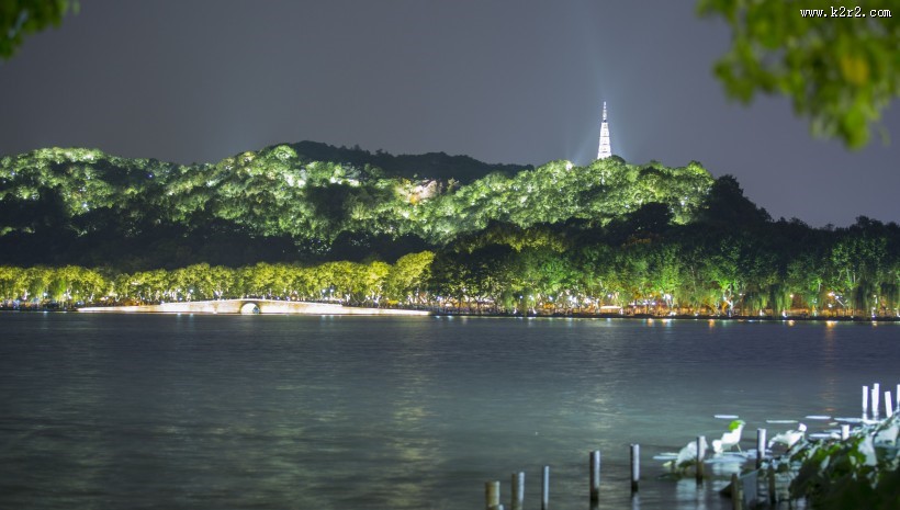 浙江杭州西湖夜景图片