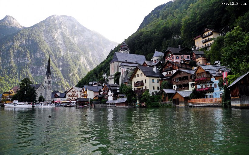 奥地利哈尔施塔特小镇风景图片