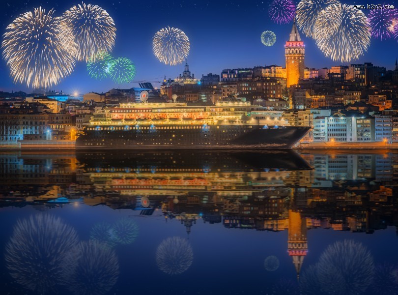 城市烟花夜景图片