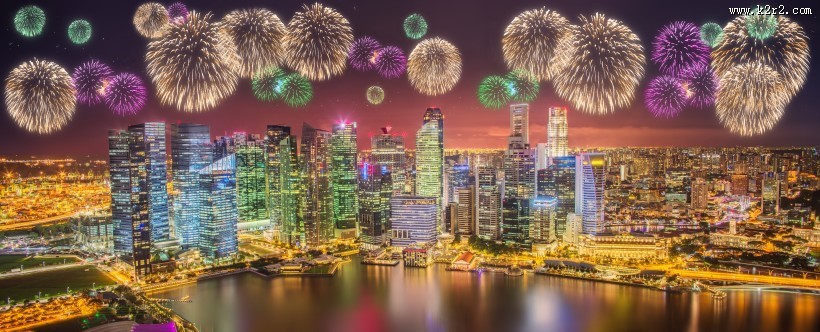 城市烟花夜景图片