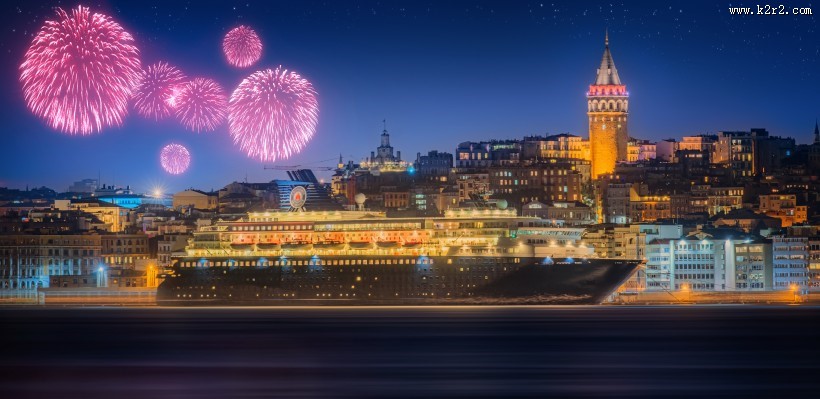 城市烟花夜景图片