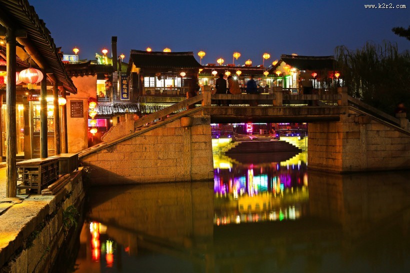 浙江西塘古镇夜色图片