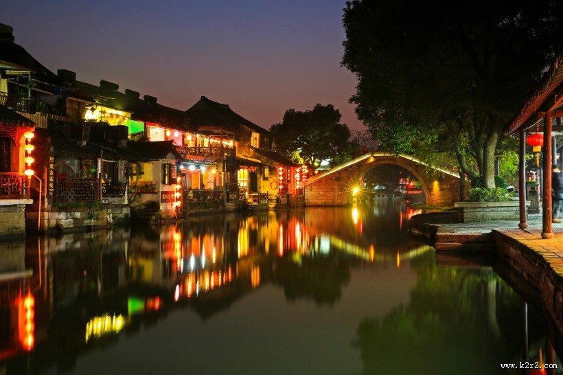 浙江西塘古镇夜色图片大全