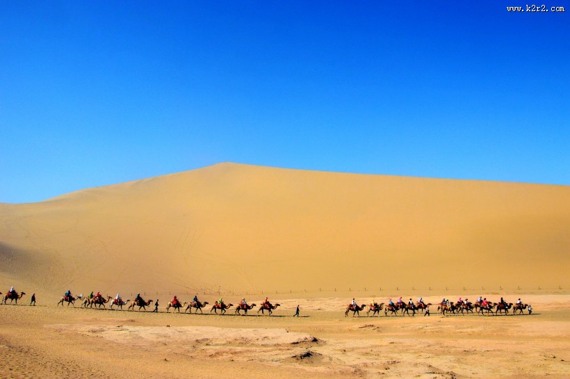 沙漠中骑行的骆驼图片