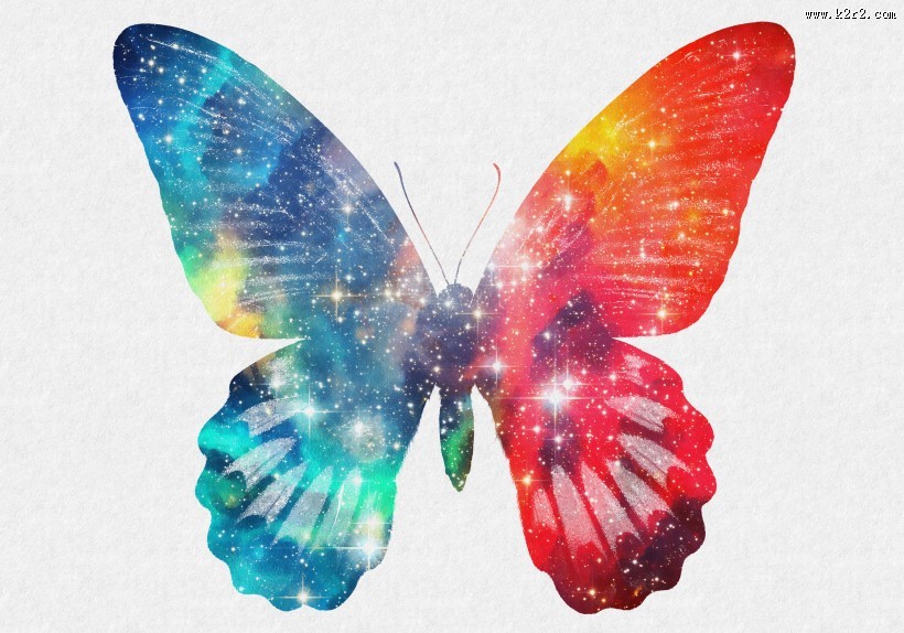 彩色蝴蝶剪影图片