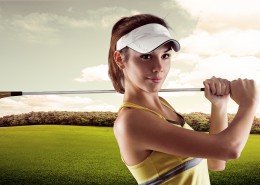 打高尔夫的美女图片