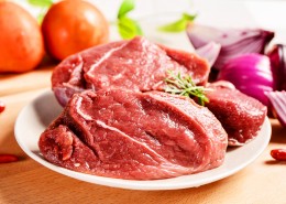 纹理清晰切好的红色的牛肉图片