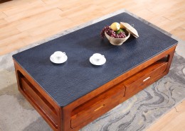 枣红色木质茶几图片