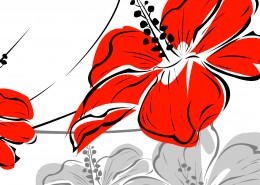 喜庆红色花朵三联画图片