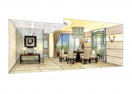 凯德置地佛山样板房b1手绘稿图片