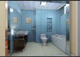 清新蓝色系卫生间设计图片