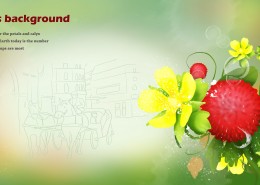 绿色系手绘花朵明信片图片