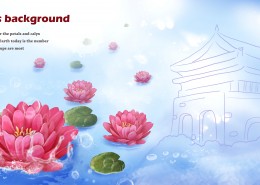 蓝色手绘花朵明信片图片