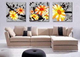 清新雏菊三联画图片