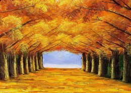 油画风景家居三联画高清图片