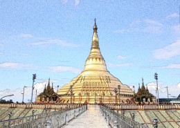 缅甸风情素描图片