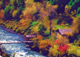 四川阿坝米亚罗风景油画效果图片大全